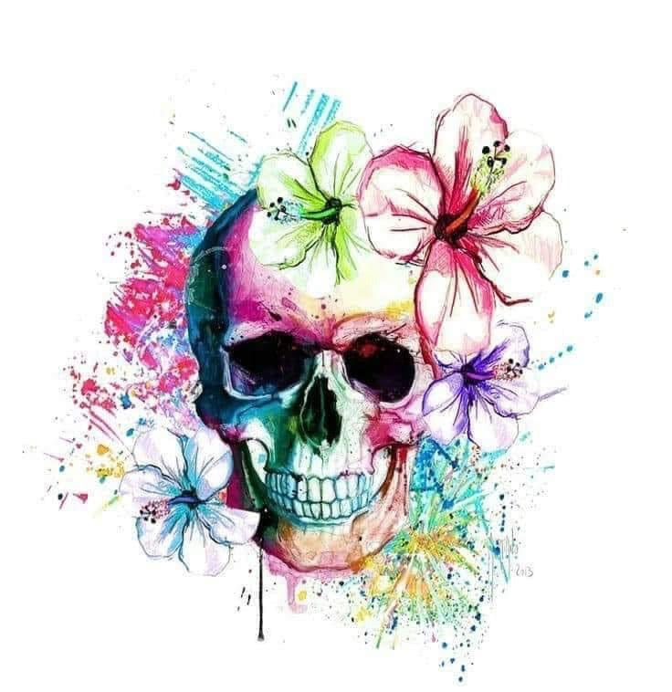 Color Flower Skull